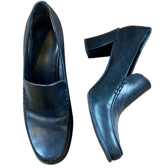 FRANCO SARTO Nolan Pump Loafers 7.5M Black Leather #329D - Picture 4 of 9